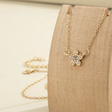 Golden Crystal Flower Pendant Necklace for Women