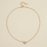 Golden Crystal Flower Pendant Necklace for Women