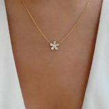 Golden Crystal Flower Pendant Necklace for Women