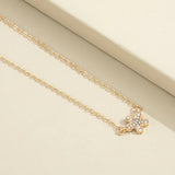 Golden Crystal Flower Pendant Necklace for Women