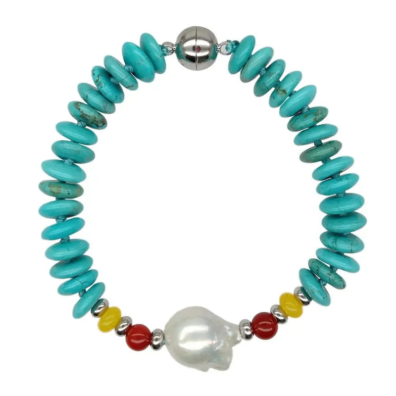 Delicate Turquoise Beads & Keshi Pearl Bracelet