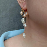 Natural Butterfly Freshwater Pearl Dangle Earrings Plated Cloud Hoop Jewelry
