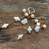 Natural Butterfly Freshwater Pearl Dangle Earrings Plated Cloud Hoop Jewelry