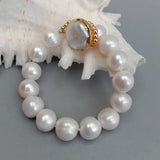 11-12mm Freshwater Pearl Bracelet for Women, Christmas Gift