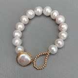 11-12mm Freshwater Pearl Bracelet for Women, Christmas Gift