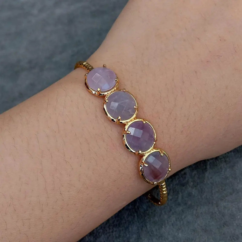 12mm Natural Amethyst Plated Bangle Bracelet