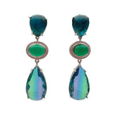 Green Agate Teardrop Dangle Stud Earrings
