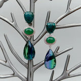 Green Agate Teardrop Dangle Stud Earrings