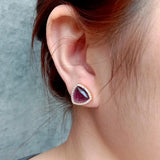 13mm Natrl Purple Amethsyt Cz Pave Stud Earrings Women Stud Earrings