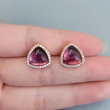 13mm Natrl Purple Amethsyt Cz Pave Stud Earrings Women Stud Earrings