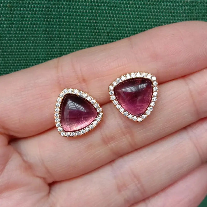 13mm Natrl Purple Amethsyt Cz Pave Stud Earrings Women Stud Earrings