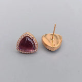 13mm Natrl Purple Amethsyt Cz Pave Stud Earrings Women Stud Earrings