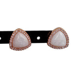 13mm Natural Moonstone Triangle Cz Pave Stud Earrings Gemstone Jewelry Gift