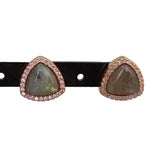 Natural labradorite Triangle Cz Pave Stud Earrings Women Gemstone Jewelry