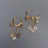 YYGEM 14mm Heart Shaped Crystal Drop Hoop Earrings for Women