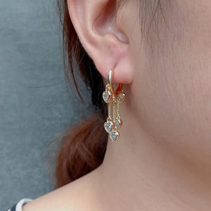 YYGEM 14mm Heart Shaped Crystal Drop Hoop Earrings for Women
