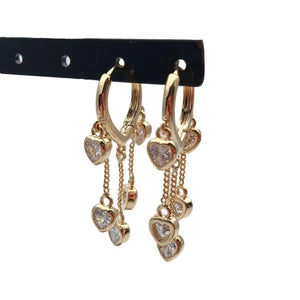 YYGEM 14mm Heart Shaped Crystal Drop Hoop Earrings for Women