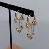YYGEM 14mm Heart Shaped Crystal Drop Hoop Earrings for Women