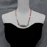 YYGEM 14x49mm Dzi Agate Crystal Pave Pendant 4mm Gemstone Pearl Necklace