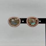 Labradorite CZ Pave Stud Earrings