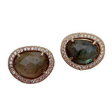 Labradorite CZ Pave Stud Earrings