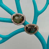 Labradorite CZ Pave Stud Earrings