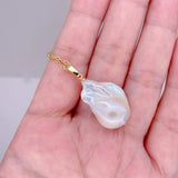 YYGEM 15x23mm Cultured Baroque Pearl Chain Choker Necklace