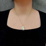 YYGEM 15x23mm Cultured Baroque Pearl Chain Choker Necklace