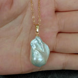YYGEM 15x23mm Cultured Baroque Pearl Chain Choker Necklace