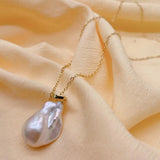 YYGEM 15x23mm Cultured Baroque Pearl Chain Choker Necklace