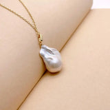 YYGEM 15x23mm Cultured Baroque Pearl Chain Choker Necklace