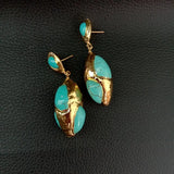 YYGEM Turquoise Yellow Plated Earrings for Women