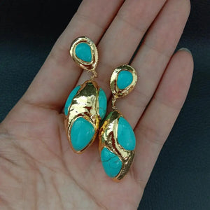 YYGEM Turquoise Yellow Plated Earrings for Women
