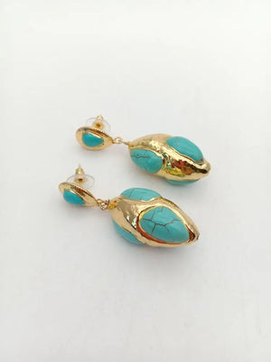 YYGEM Turquoise Yellow Plated Earrings for Women