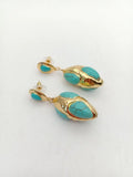 YYGEM Turquoise Yellow Plated Earrings for Women