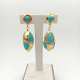 YYGEM Turquoise Yellow Plated Earrings for Women