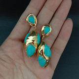 YYGEM Turquoise Yellow Plated Earrings for Women