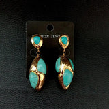YYGEM Turquoise Yellow Plated Earrings for Women