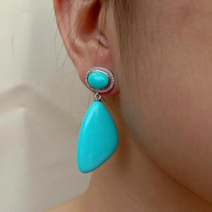 Turquoise Triangle Shape Earrings Geometric Jewelry For Women