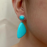 Turquoise Triangle Shape Earrings Geometric Jewelry For Women