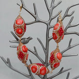 YYGEM 18x35mm Red Coral Golden Crystal Bead Bracelet - Women