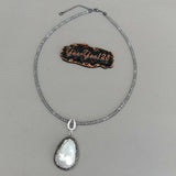 YYGEM 19'' 24x31MM Nucleated Flameball Baroque Pearl Pendant Necklace