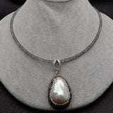 YYGEM 19'' 24x31MM Nucleated Flameball Baroque Pearl Pendant Necklace