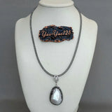 YYGEM 19'' 24x31MM Nucleated Flameball Baroque Pearl Pendant Necklace