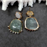 Natural Green Amethyst Prasiolite Jade Dangle Stud Earrings Gemstone