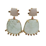 Natural Green Amethyst Prasiolite Jade Dangle Stud Earrings Gemstone