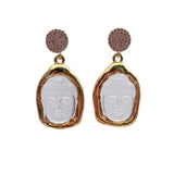 Natural Clear Quartz Buddha Drop Earrings - Stone Dangle Earrings