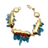 YYGEM 21x40mm Quartz Druzy Glass Rosary Chain Bracelet Women