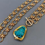 YYGEM Turquoise Pendant Chokers Necklace