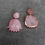 YYGEM 23mm Rose Quartz Earrings with Cz Crystal